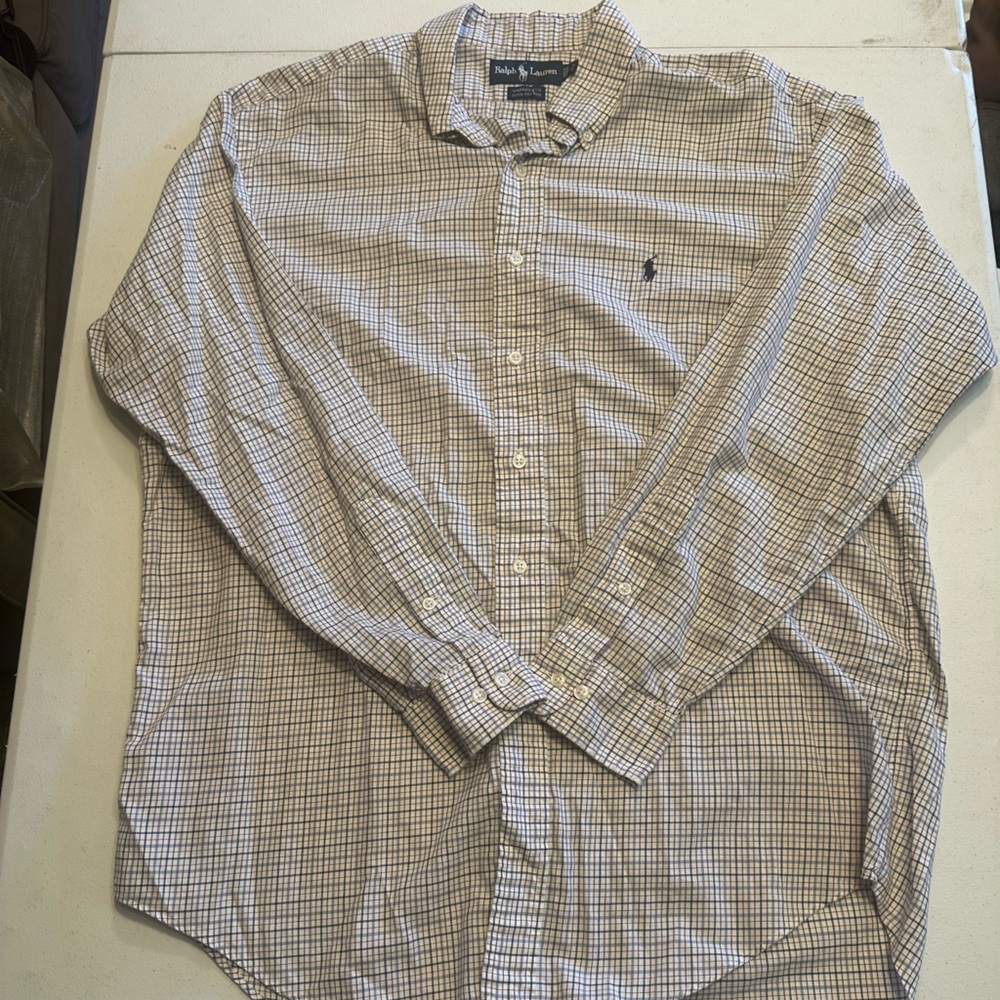 Ralph Lauren Blue and White Dress Shirt Classic Design